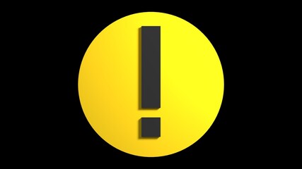 3d render yellow warning symbol