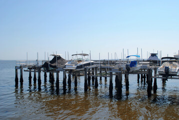 Fototapeta premium lifted boats for storage