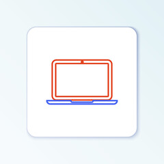 Line Laptop icon isolated on white background. Computer notebook with empty screen sign. Colorful outline concept. Vector.