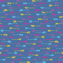 Abstract boho arrows graphic seamless pattern. Ethnic aztec design. Tribal indian theme. Cupid