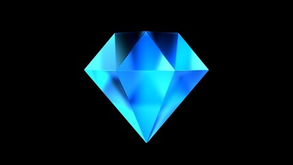 3d render blue diamond in space
