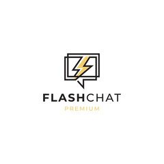 flash chat logo vector icon illustration modern line style