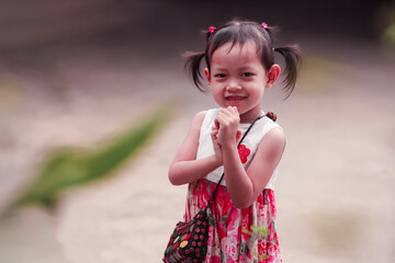 Portrait of happy smiling little child girl