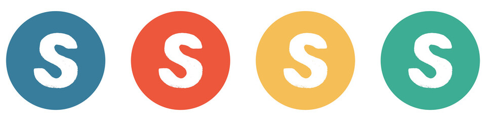 Bunter Banner mit 4 Buttons: Buchstabe S