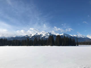 snow covered mountains