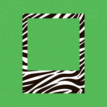 Vector. Zebra background Photo frame illustration fashion
