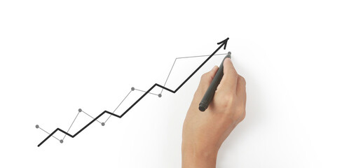 Hand drawing  chart, graph stock of growth