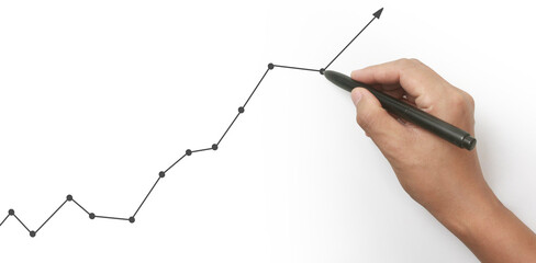 Hand drawing  chart, graph stock of growth