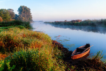 Piękny poranek z mgłami w Dolinie Narwi,Podlasie, Polska © podlaski49