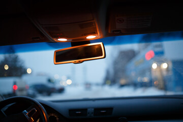 Obraz na płótnie Canvas Rearview mirror in the car.