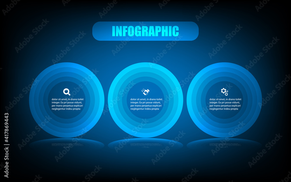 Fototapete infographic design overlays multiple circles to create complex dimensions. presentation business tem