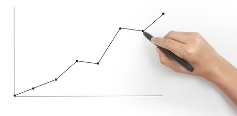 Hand drawing  chart, graph stock of growth