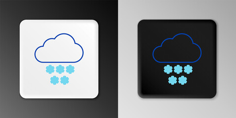 Line Cloud with snow icon isolated on grey background. Cloud with snowflakes. Single weather icon. Snowing sign. Colorful outline concept. Vector.