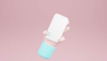 3D hand holding smartphone