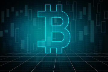 2d rendering bitcoin sign currency
