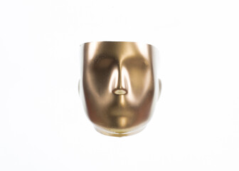 abstract golden mannequin head isolated on white background
