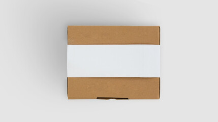 mockup tuck in flap brown cupboard with blank sticker label on top. mockups for product packaging...