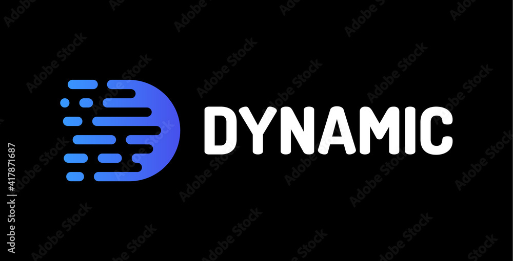 Poster d letter with movement and shift logo. motion speed line letter d vector logo design template elemen
