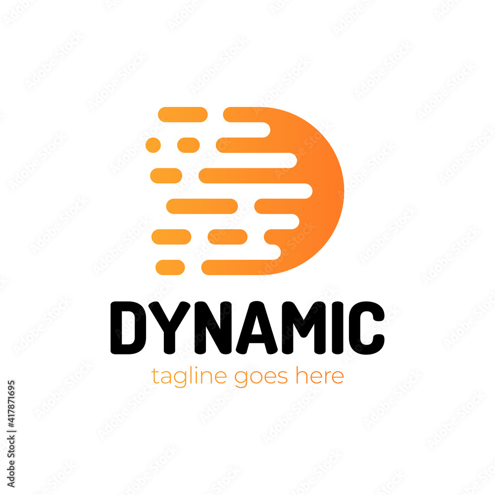 Poster d letter with movement and shift logo. motion speed line letter d vector logo design template elemen