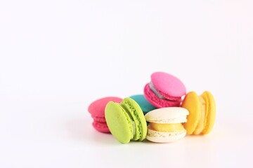 Group of mini Macaron, delicious dessert or snack pastel colour