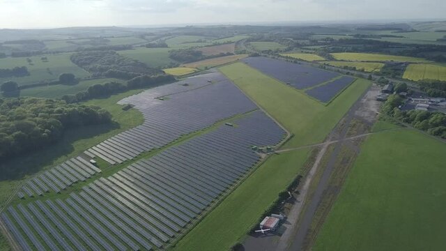 Flight over a solar farm near Cirencester