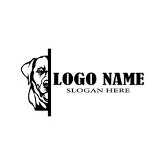 half dog face simple logo design