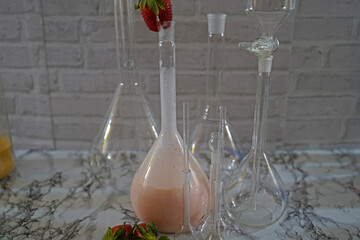 Laboratory  milk shake in flask