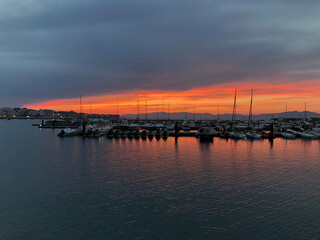 Fototapeta na wymiar Sunset at the port of l'escala