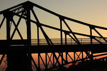 bridge silhouette and beautiful orange sunset