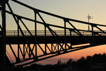 bridge silhouette and beautiful orange sunset
