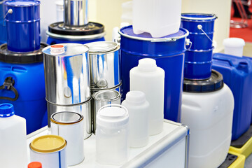 Metal and plastic containers for paint
