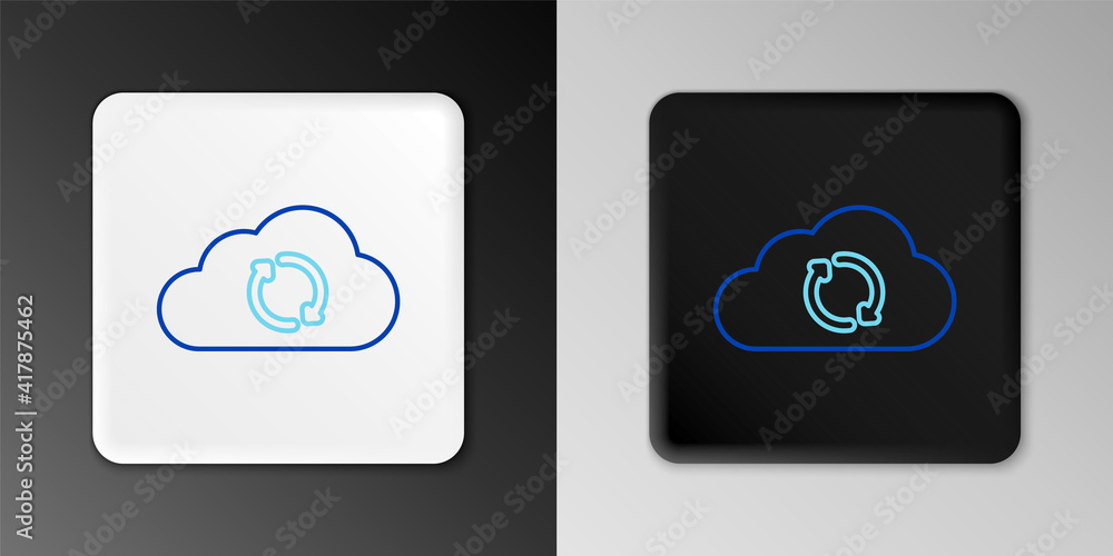 Poster line cloud sync refresh icon isolated on grey background. cloud and arrows. colorful outline concept