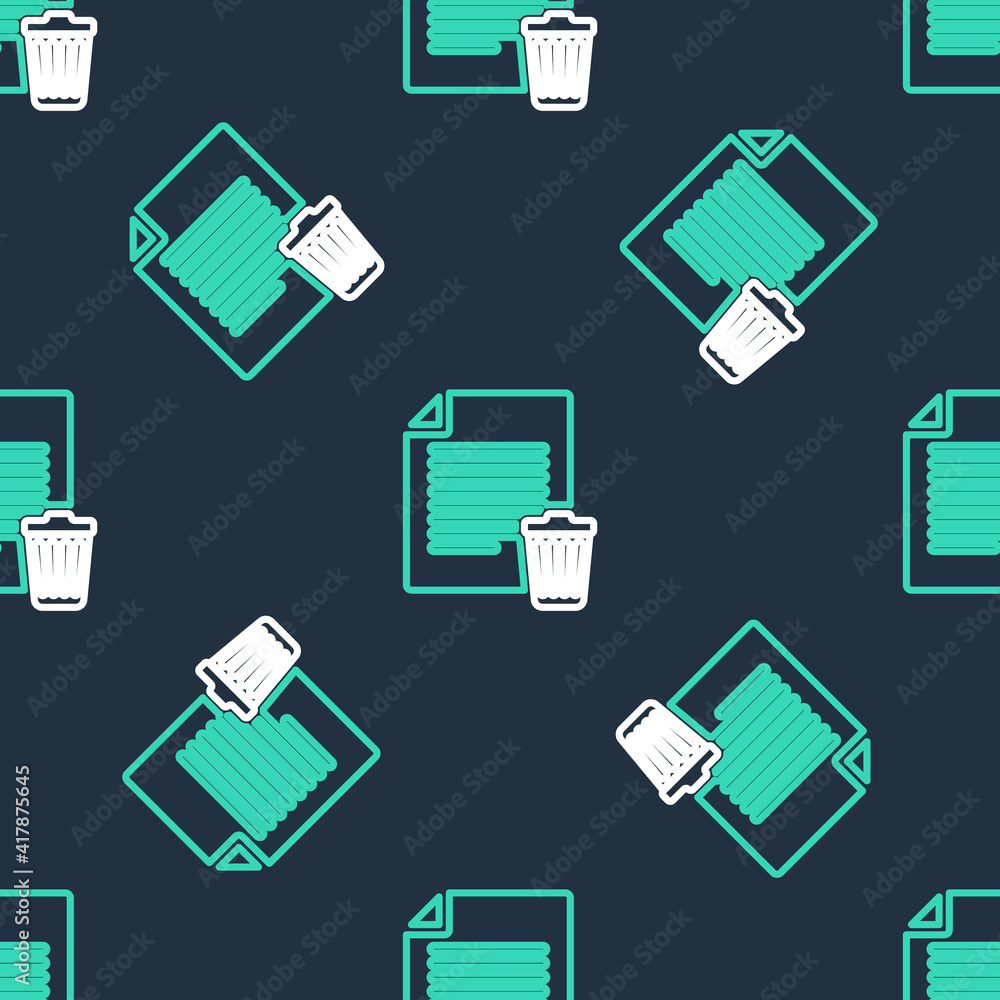 Poster line delete file document icon isolated seamless pattern on black background. paper sheet with recyc