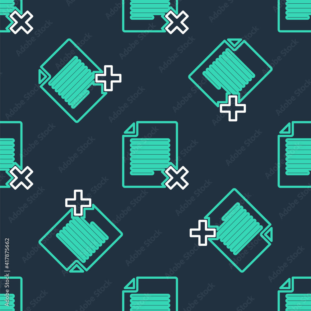 Poster line delete file document icon isolated seamless pattern on black background. rejected document icon