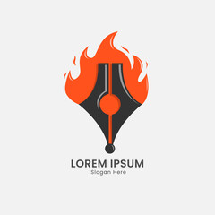 fire pen logo design template