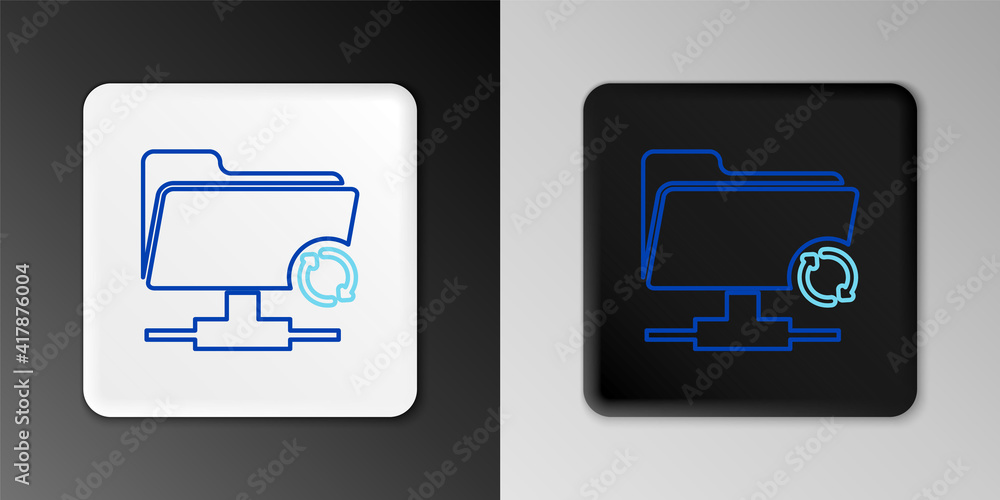 Poster line ftp sync refresh icon isolated on grey background. software update, transfer protocol, router, 