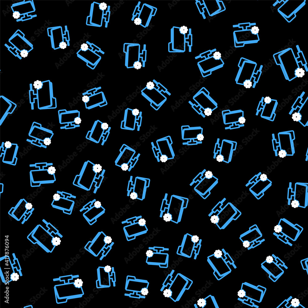 Poster line ftp settings folder icon isolated seamless pattern on black background. software update, transf