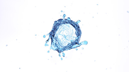 Splashes of water in the form of a swirling vortex, isolated on white background