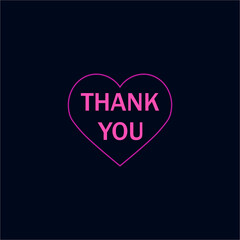Thank you in the heart neon sign makes it quick and easy to customize your romance holiday projects. Vector illustration.