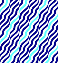 Seamless pattern. Blue waves. Op Art. Template for fabric or wrapping. Modern textile. Geometric. Stylish background. Optical illusions. Trends. Wallpapers.	