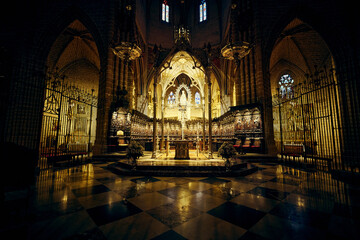 Interior view of the cathedral of Pamplona