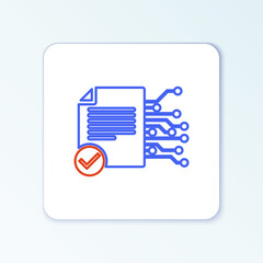 Line Smart contract icon isolated on white background. Blockchain technology, cryptocurrency mining, bitcoin, altcoins, digital money market. Colorful outline concept. Vector.