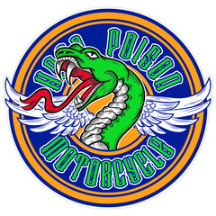 Illustration vector Snake motorcycle with tattoo style and text