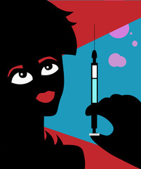 Vaccination Immunization concept against virus for black person. Diseases vaccine prevention of covid or measles vector illustration poster .