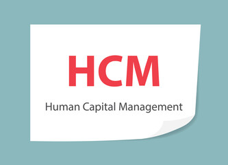 HCM Human Capital Management written on sticky note- vector illustration
