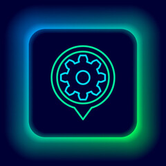 Glowing neon line Setting icon isolated on black background. Tools, service, cog, gear, cogwheel sign. Colorful outline concept. Vector.