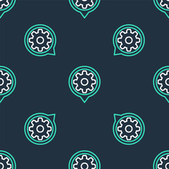 Line Setting icon isolated seamless pattern on black background. Tools, service, cog, gear, cogwheel sign. Vector.