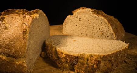 Freshly baked loaf of bread - close up shot