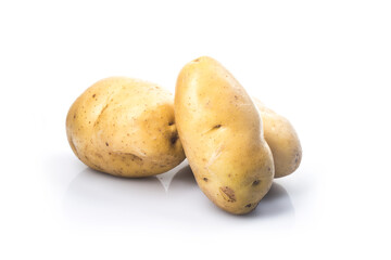 Raw potatoes isolated on white background