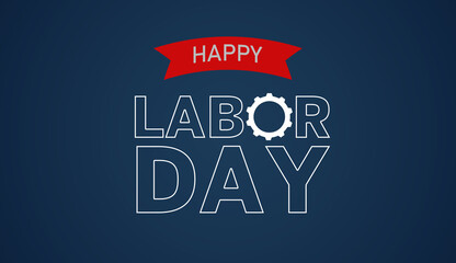 Happy Labor Day 1st may lettering with helmet on blue background. Labour Day card. International Workers day illustration for greeting card. USA